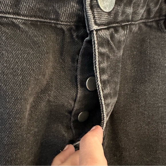 ASOS | Women's Black Button Fly Denim Mini Skirt Size 10 - Picture 7 of 7